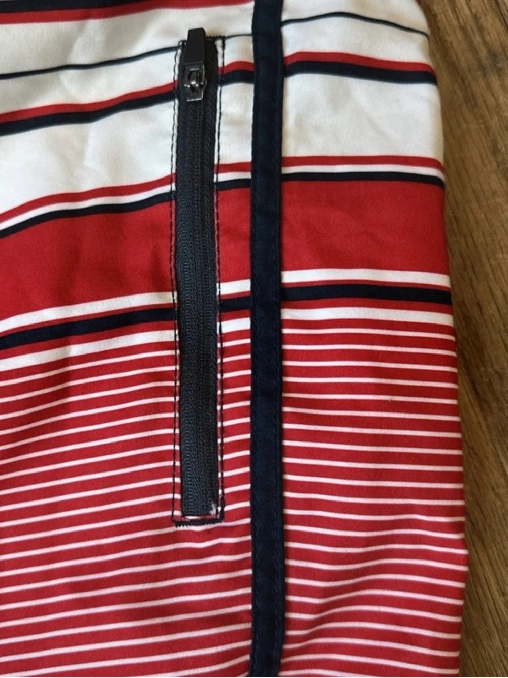 OP Patriotic Red White Blue Striped Lined Swim Trunks Board Shorts XL 40/42